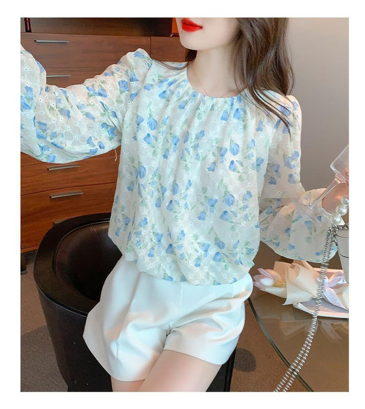 【tops】韓国系スウィートカットワークシャツトップス　M17388