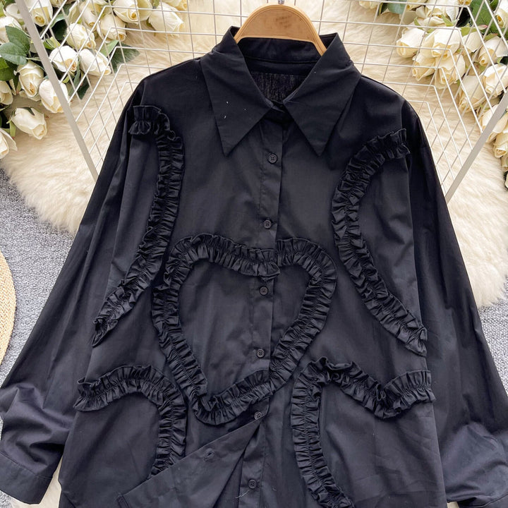 【tops】フリル人気デザインシャツブラウス　M29782