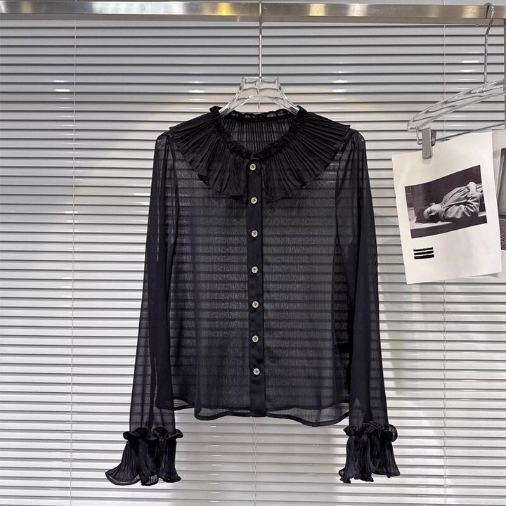 【tops】ピーターパンカラーシフォントップス Q8161