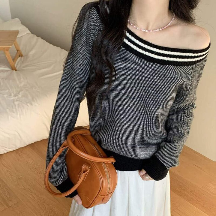 【tops】オフショルダーニットトップス Q8117
