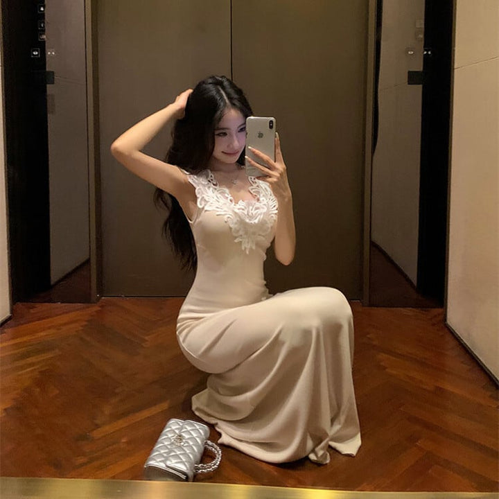【dress】レース切り替えワンピース　M24843