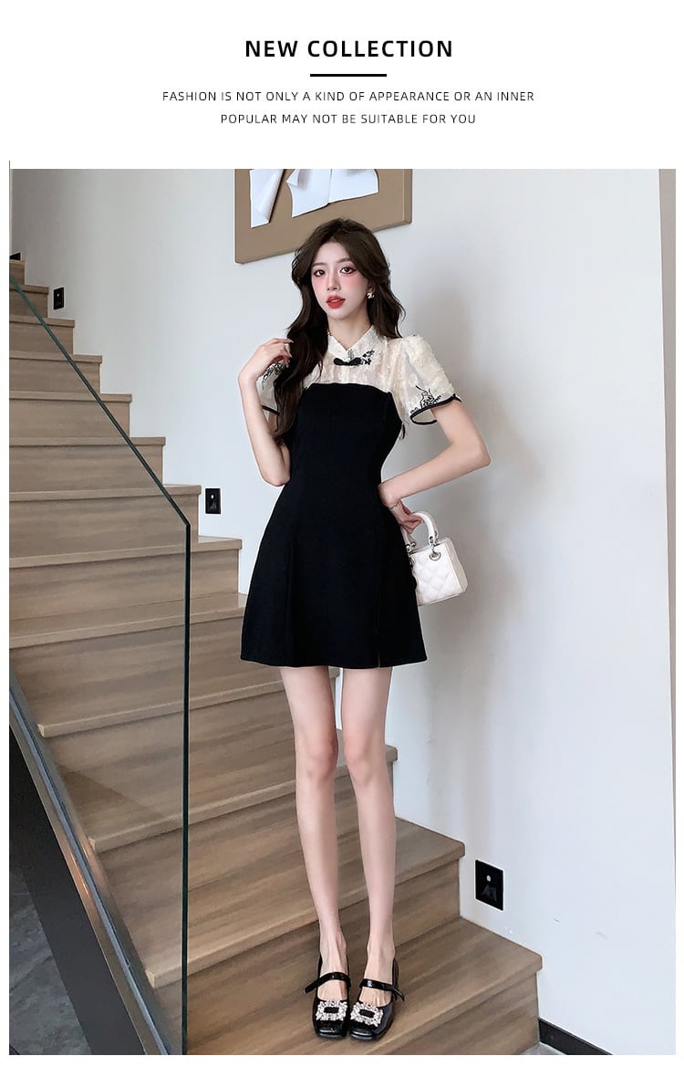 【set】美人度アップセットアップレースワンピース+ショートパンツ　M16774