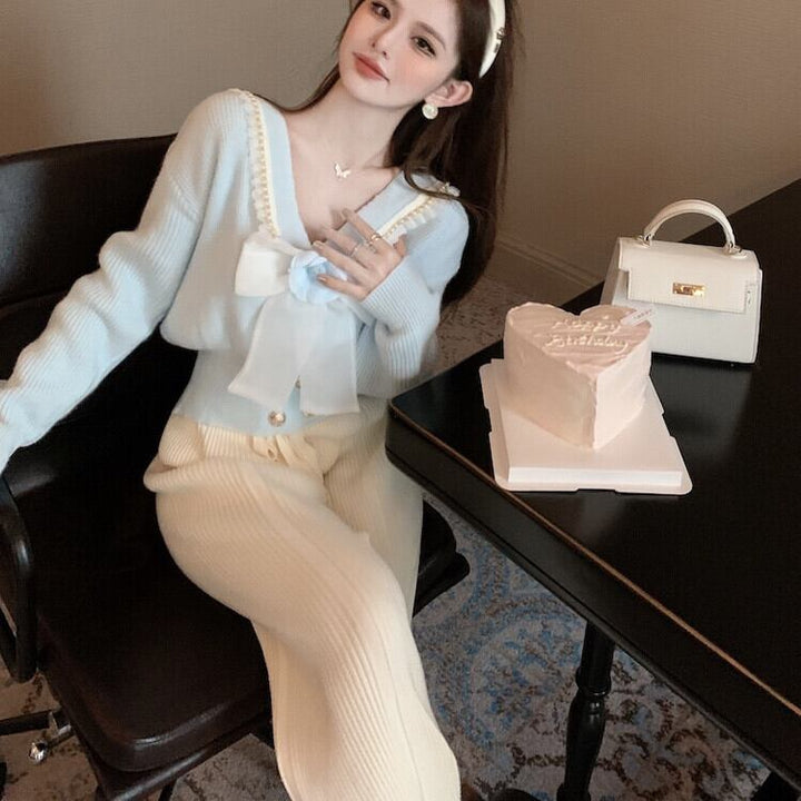 【tops】リボン付きニットセーター　M28472