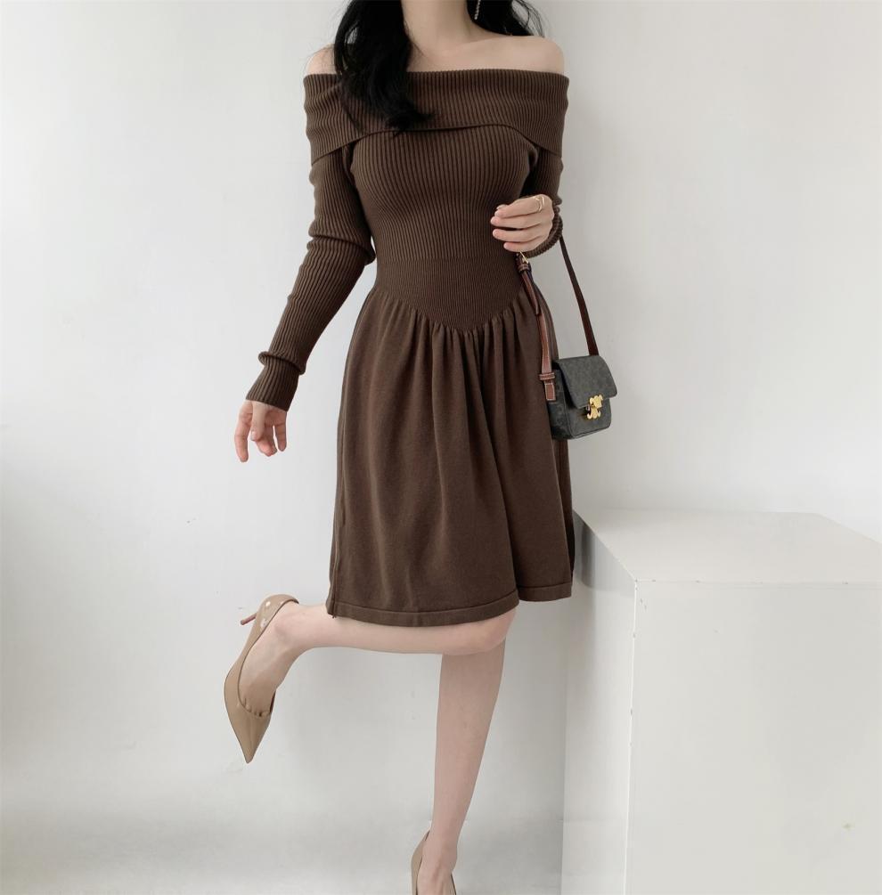 【dress】オフショルダーニットワンピース　M28032