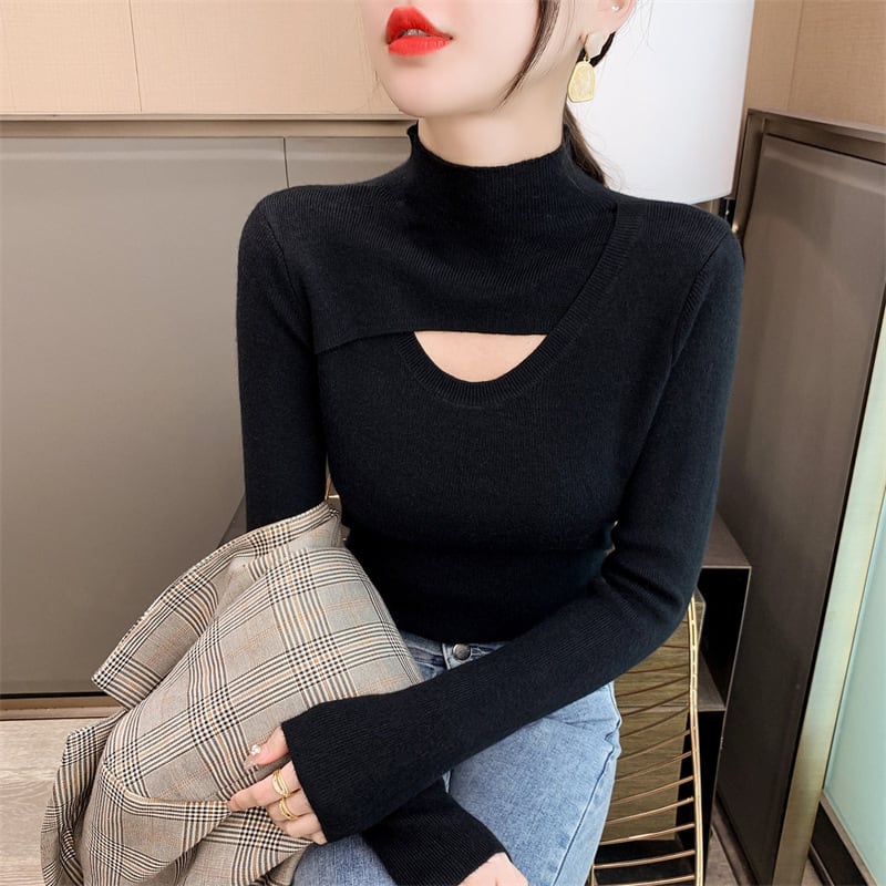 【tops】カットワークニットトップス　M18236