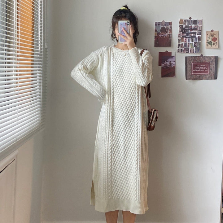 【dress】クルーネックニットワンピース　M18204