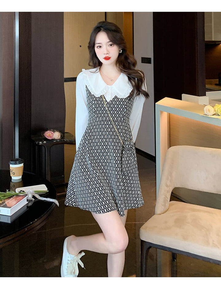 【dress】気質満点大人可愛い切り替えデートワンピース　M17405