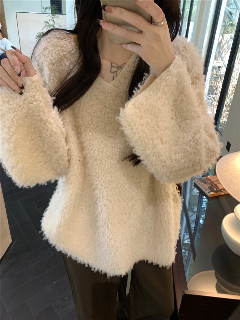 【tops】Vネックシャギープルオーバー　M26983
