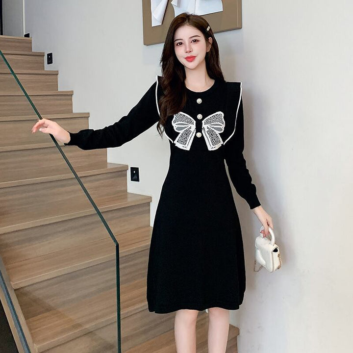 【dress】リボン付きニットワンピース　M18992