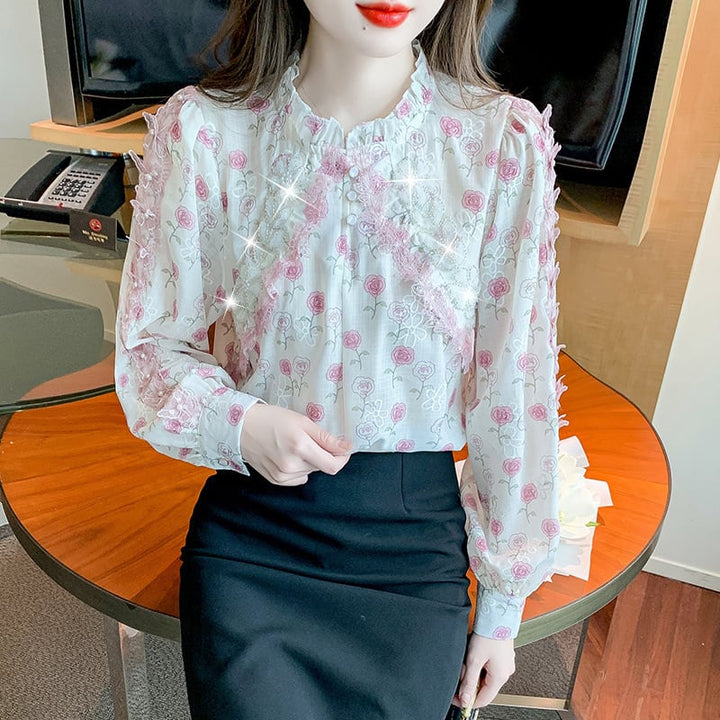 【tops】花柄シャツトップス　M28877