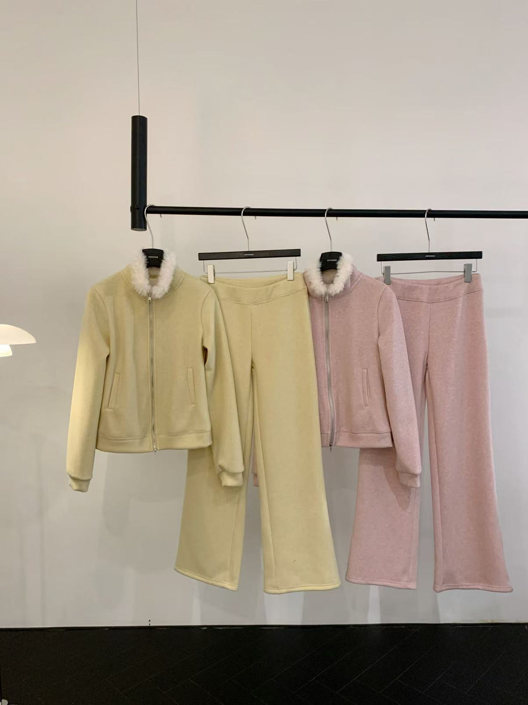 【set】ファーネックパーカー×ワイドパンツセット  K0670