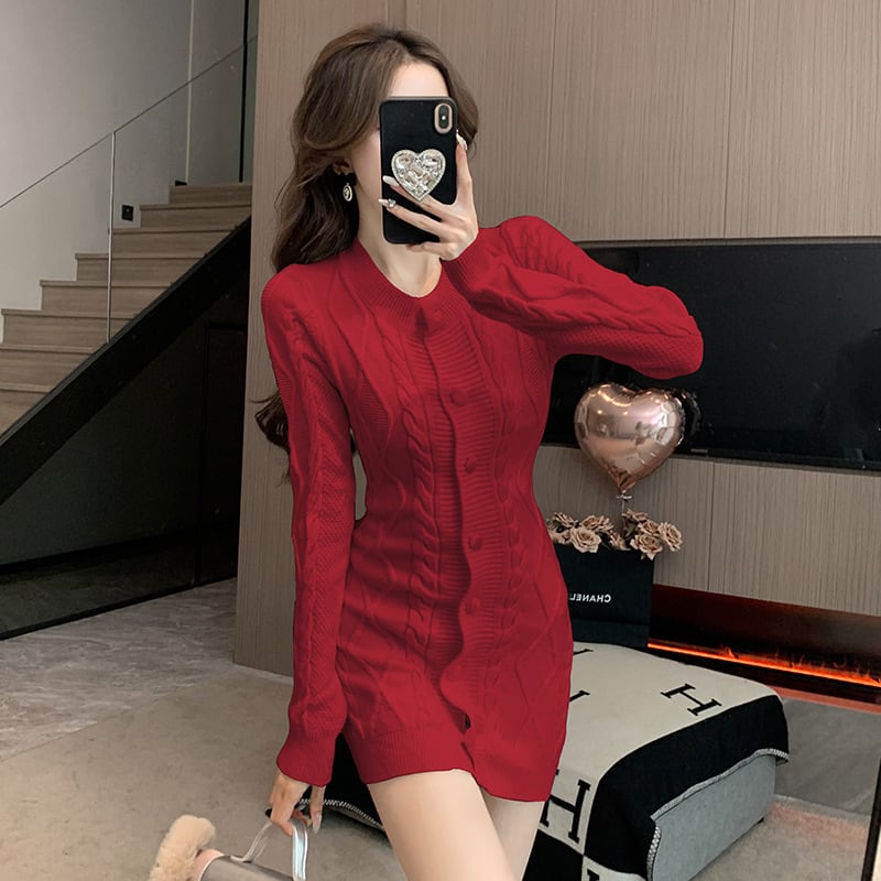 【dress】今季マストバイニットワンピース韓国系着心地良い　M17573