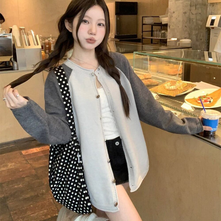 【outer】配色ニットカーデ　M28796