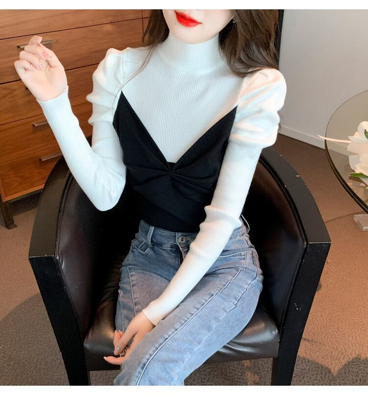 【tops】切り替えニットトップス　M26141