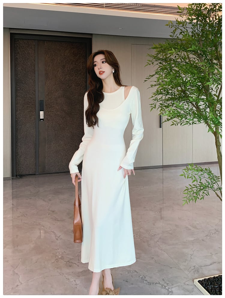 【dress】今季マストバイ切り替えニットワンピース　M17622