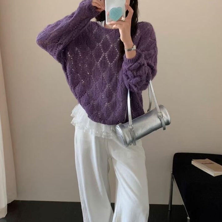 【tops】菱形ニットトップス Q8156
