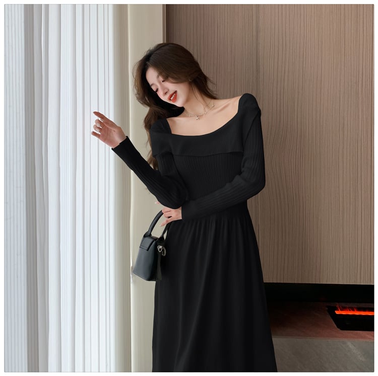 【dress】無地ニットワンピース　M17975