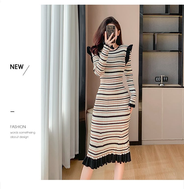【dress】マーメイドボーダー柄ワンピース　M18322
