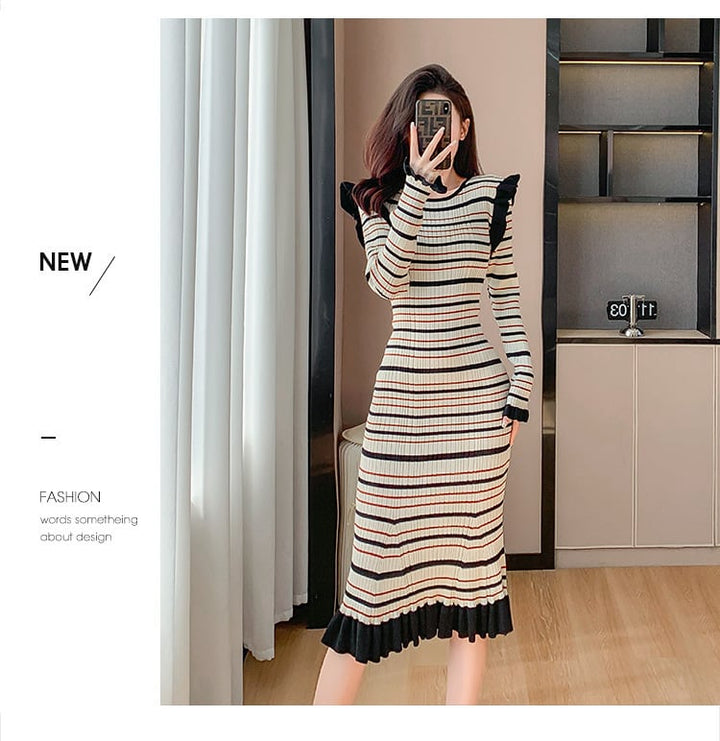 【dress】マーメイドボーダー柄ワンピース　M18322