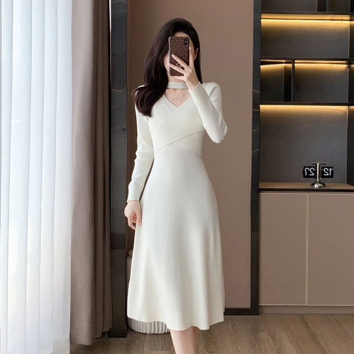 【dress】ホルターネックVネックワンピース　M25693