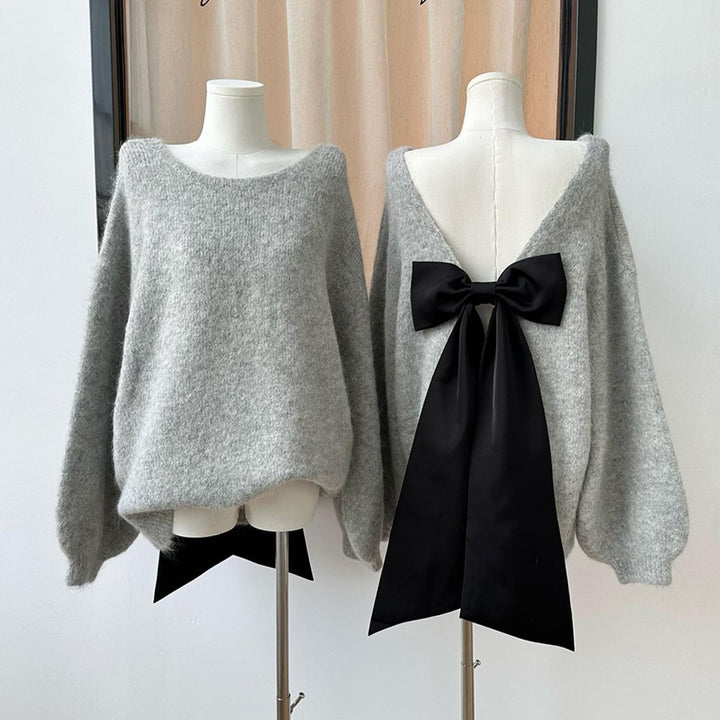 【tops】リボン付きニットセーター　M27023