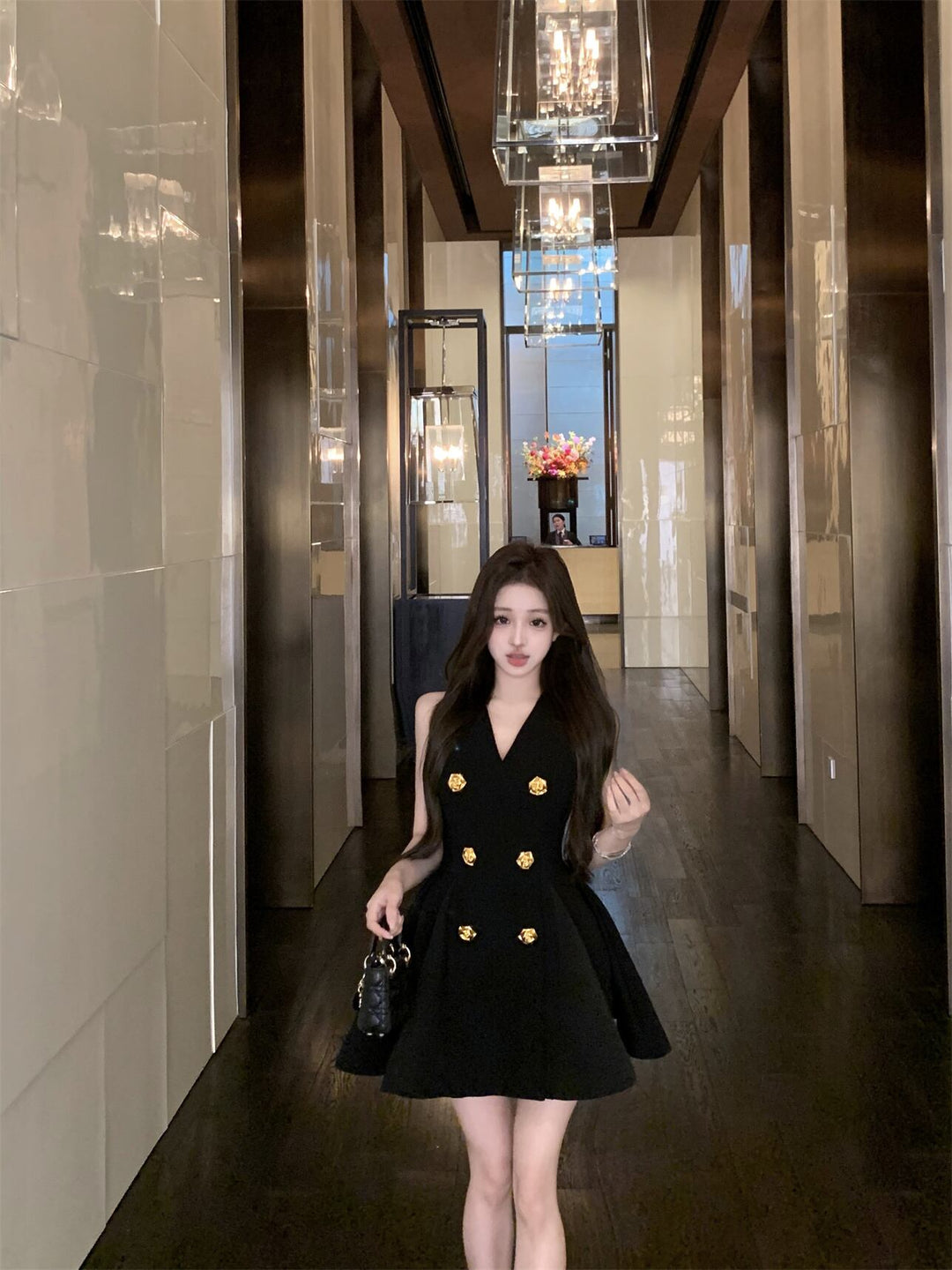 【dress】Vネックノースリーブワンピース　M29828