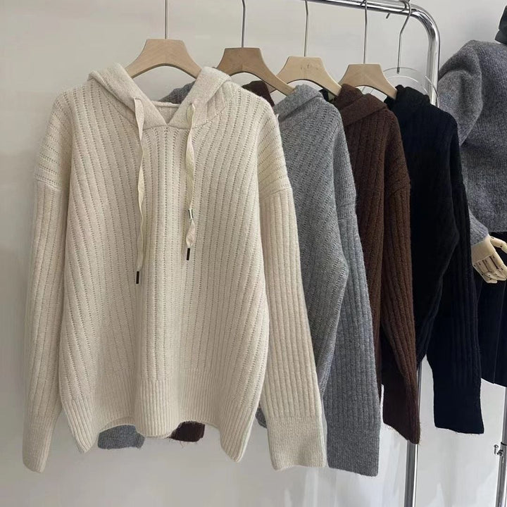 【tops】フード付きニットセーター　M18372