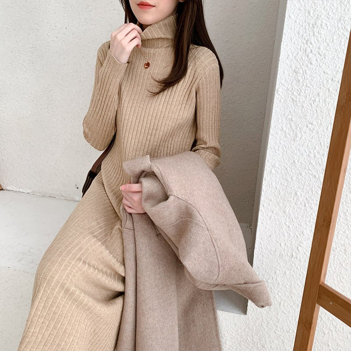 【dress】人気アイテム ! ハイネックニットワンピース　M17662