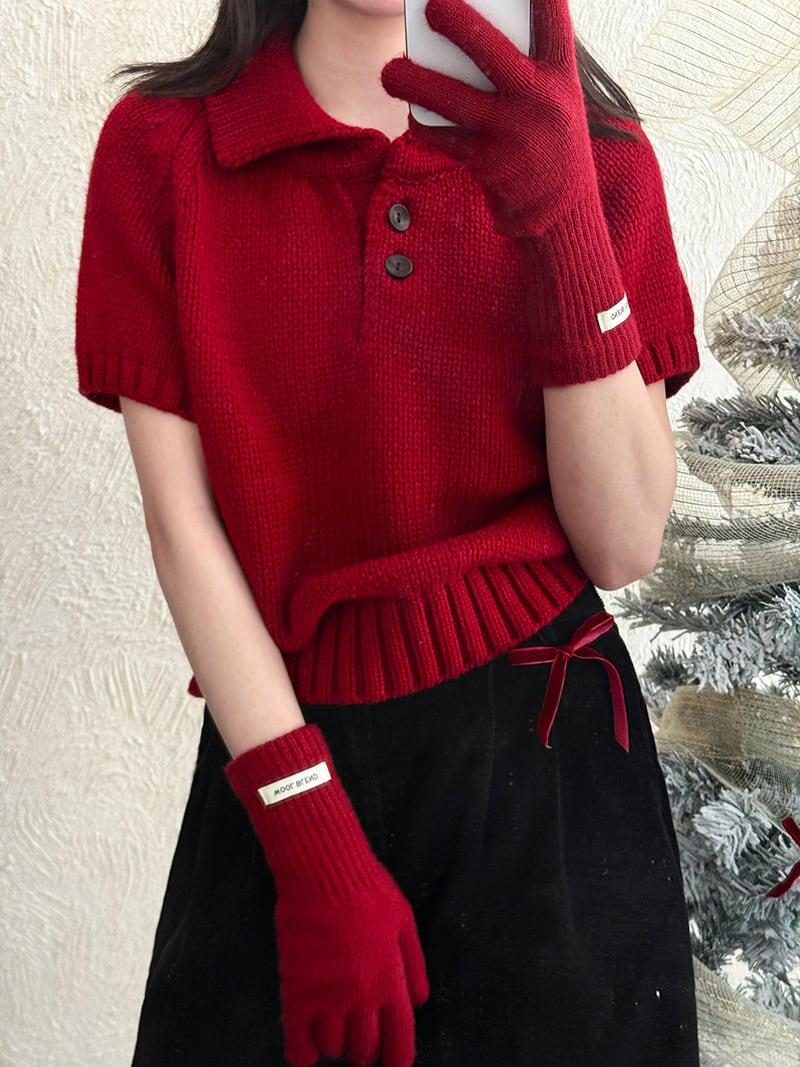 【tops】ショートスリーブニットトップス Q7764