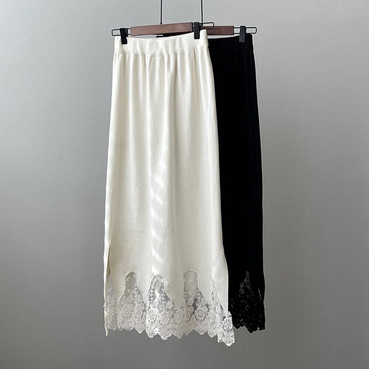 【bottoms】レースドッキングニットスカート　N2898