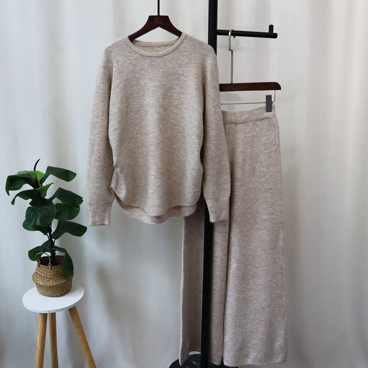 【set】ニットセーター+ワイドパンツセット　M26708