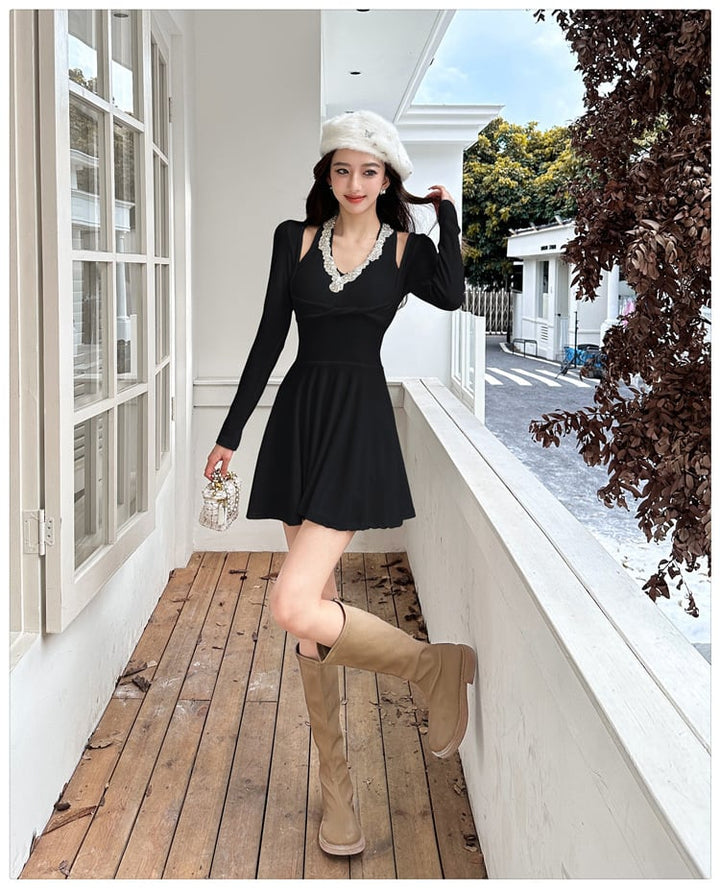 【dress】ビジューデートワンピース　M27418