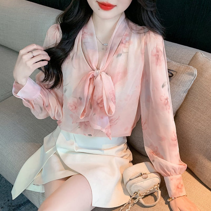 【tops】リボン付きシャツトップス　M21687