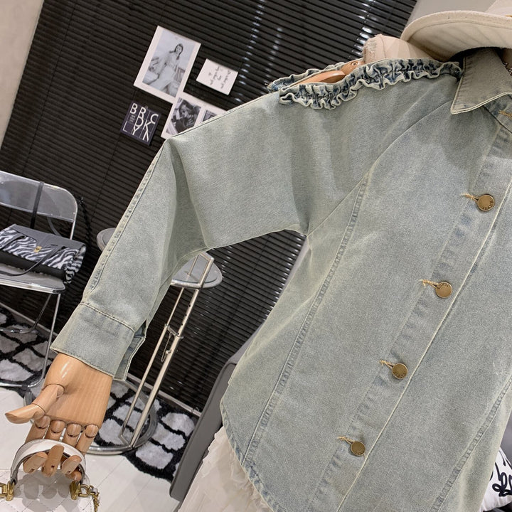 【tops】オフショルダーデニムシャツトップス　M29717