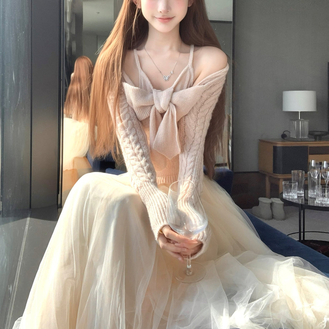 【tops】リボンニットトップス　N3481