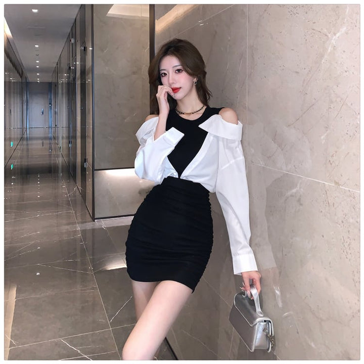 【dress】人気を独占中 ファッション切り替えワンピース　M17637