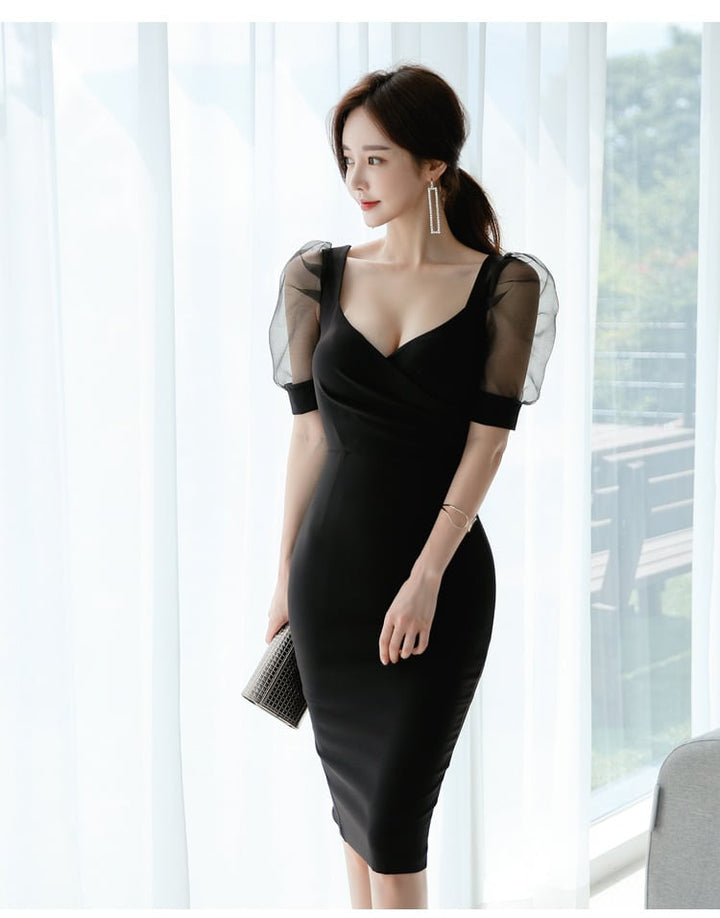 【dress】おしゃれ度高まる切り替えデートワンピース　M16919