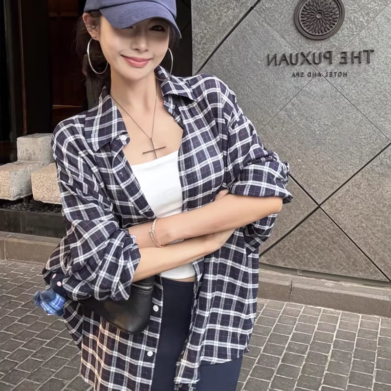 【tops】チェック柄シャツ Q8266
