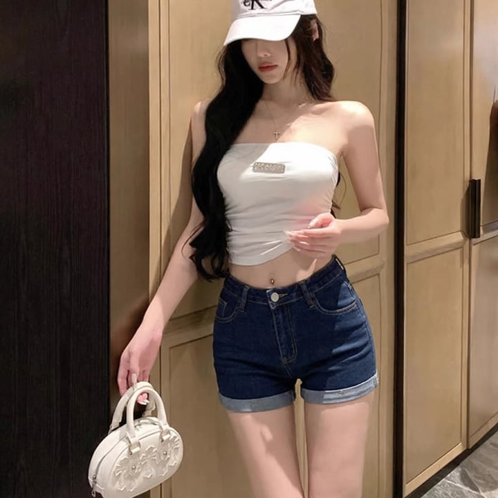 【bottoms】デニムショートパンツ Q8328