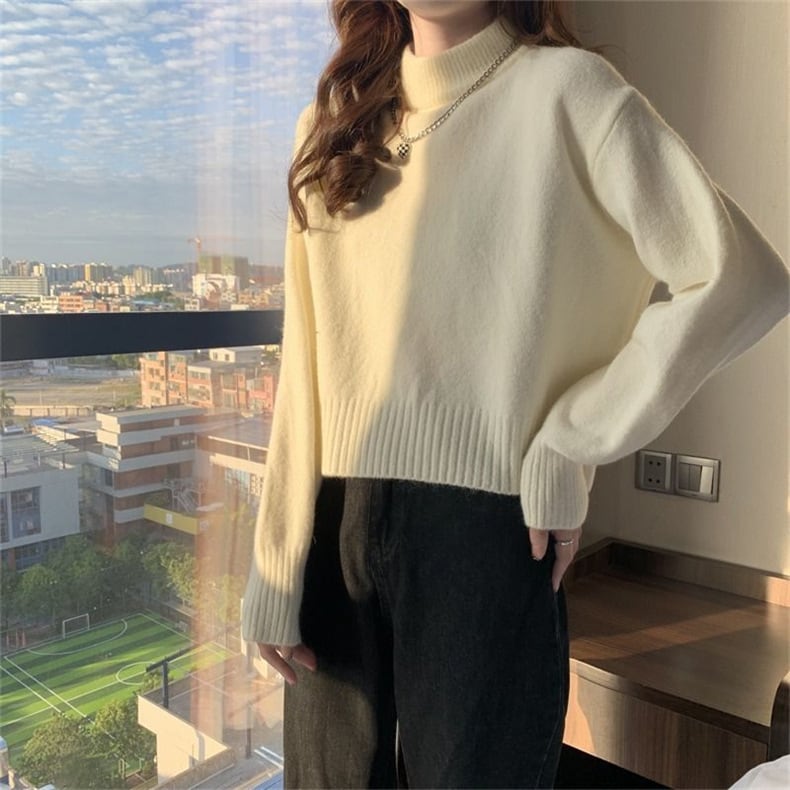 【tops】無地ニットセーター　M26441