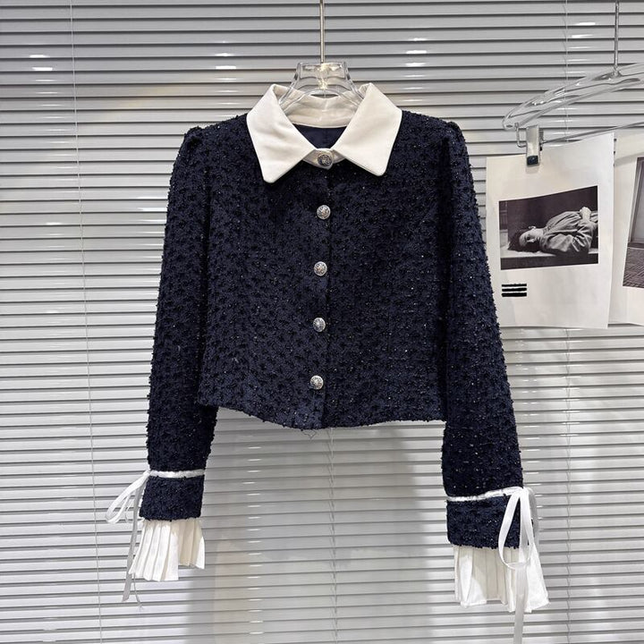 【set】フェイクレイヤードツイードジャケット×ショートパンツセット Q7341