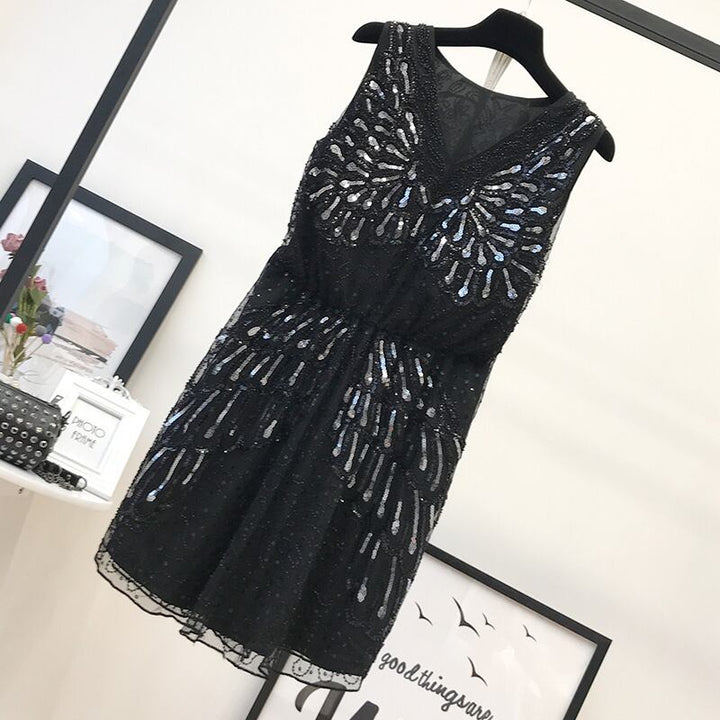 【dress】ノースリーブスパンコールワンピース　M30142