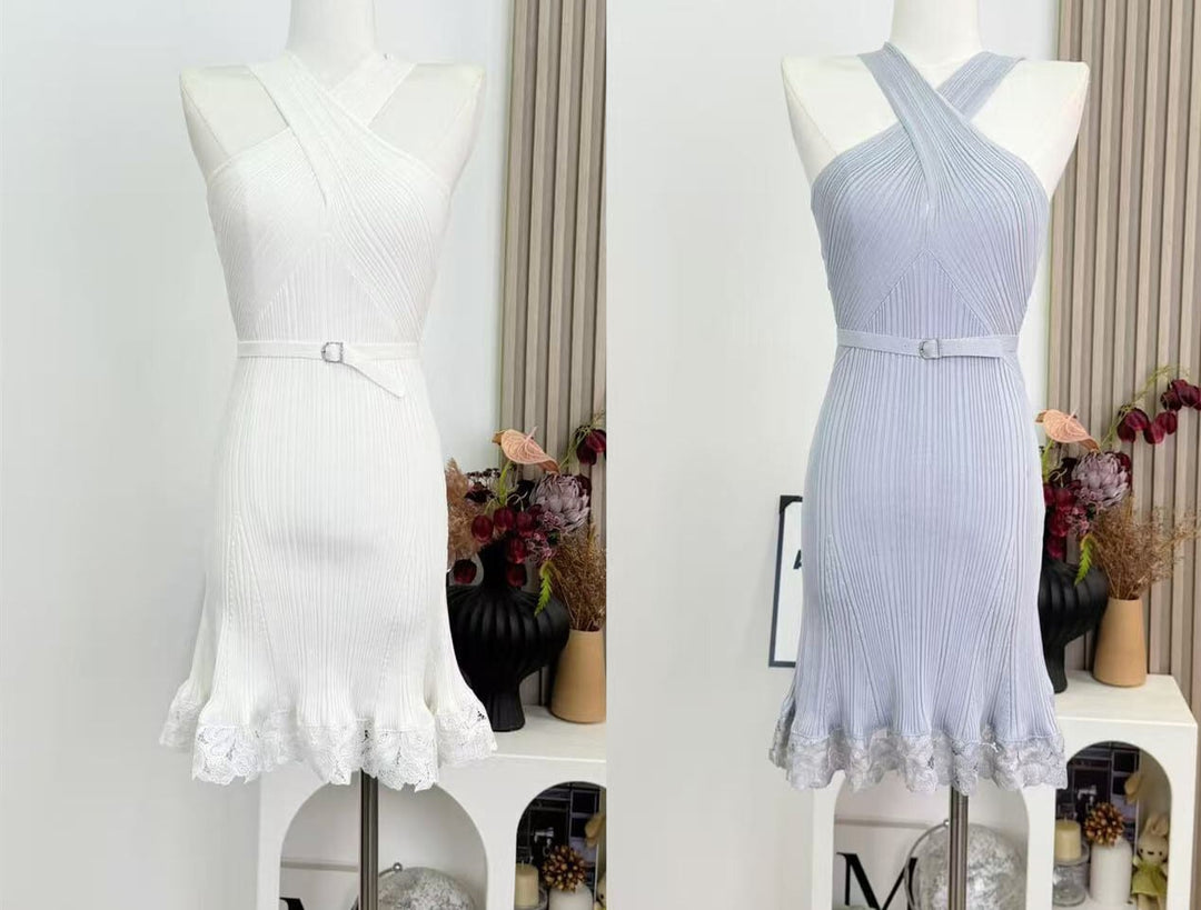 【dress】クロスレースドッキングミニワンピース　N3220