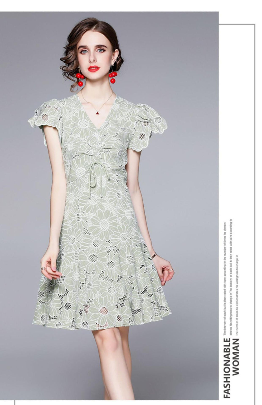【dress】エレガントカットワークフリルデートワンピース　M17450