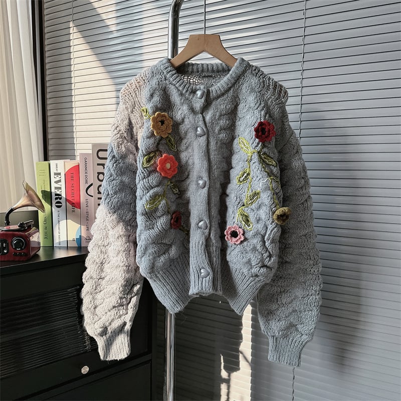 【outer】クルーネックニットカーデ　M18029