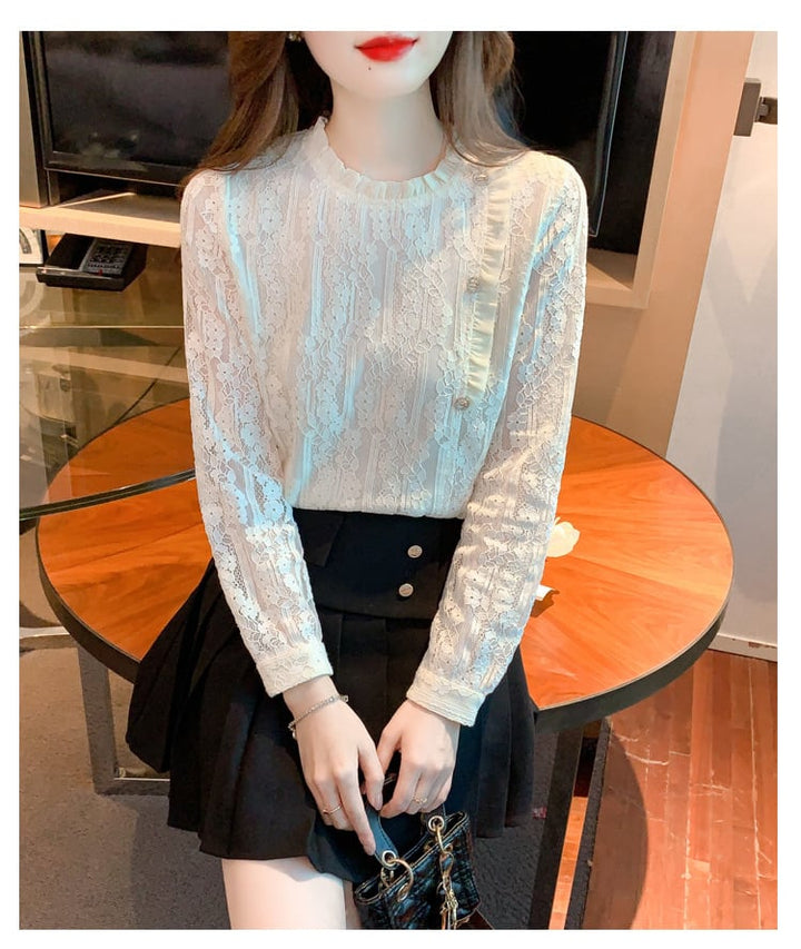 【tops】柔らかくて優しい印象レースシャツトップス　M17342