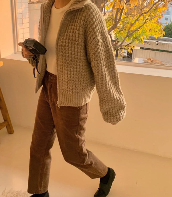 【outer】ファスナーニットカーデ　M26670