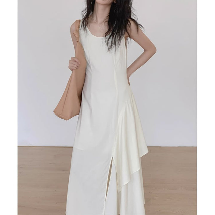 【dress】ノースリーブ不規則 イレギュラーワンピース　M16924