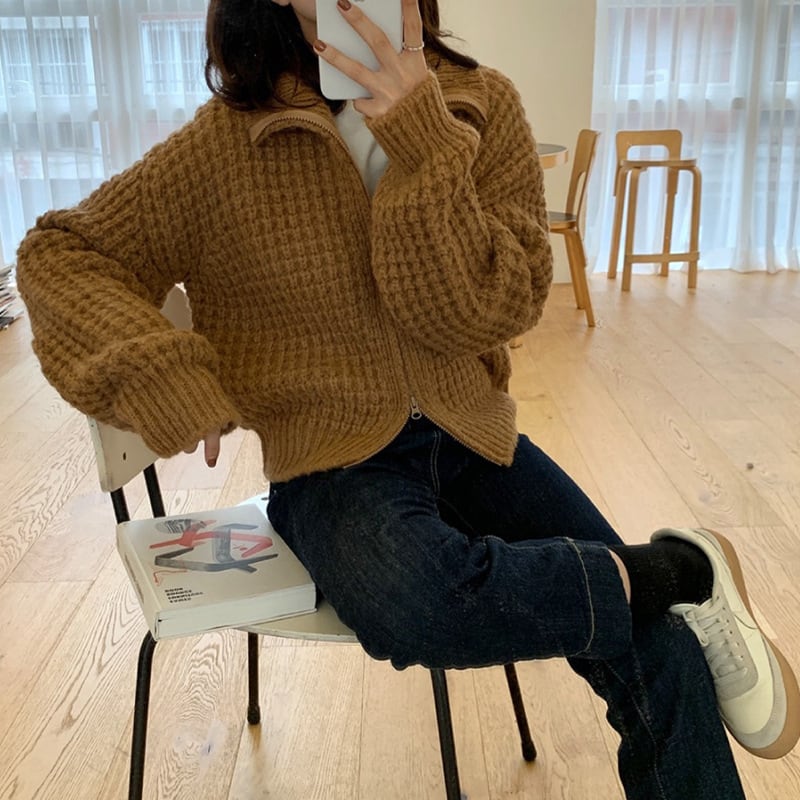 【outer】ファスナーニットカーデ　M26670