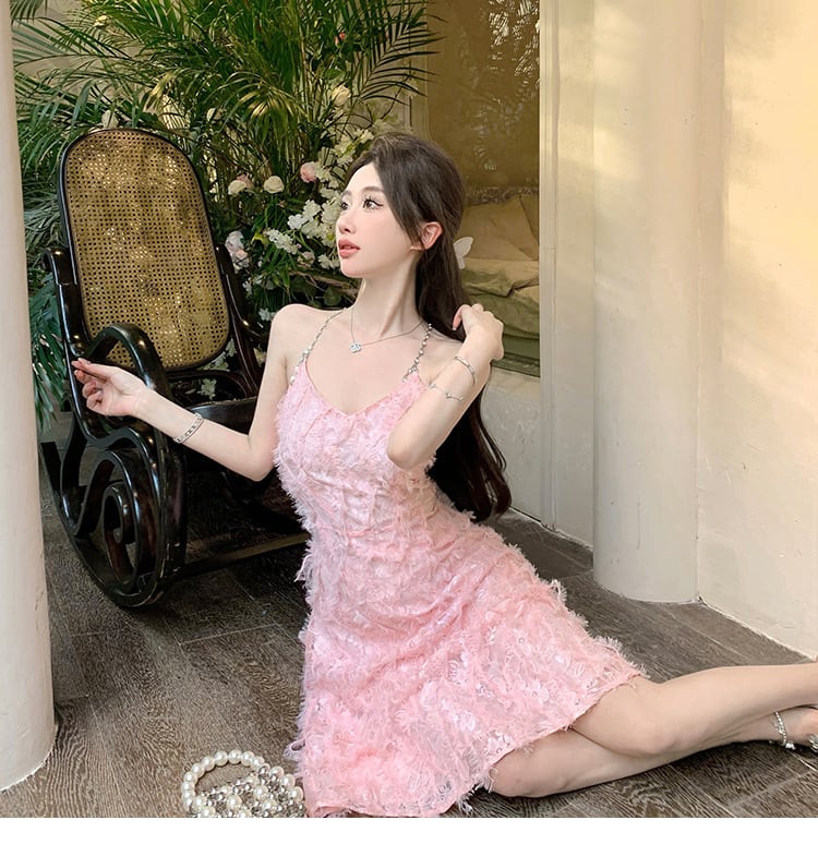 【dress】細身効果抜群♪スウィートキャミワンピース　M16927